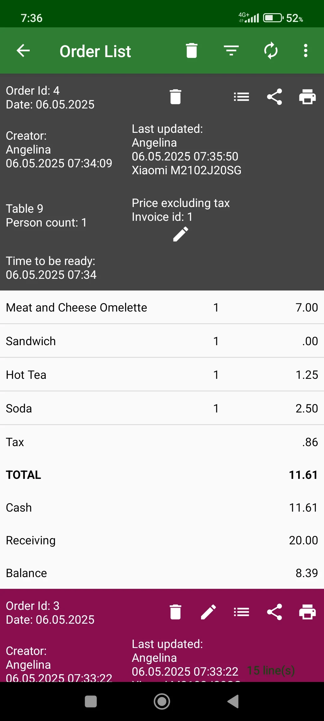 Didan POS: Restaurant, order screenshot
